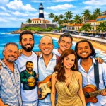Banda Axé Babá em apresentação ao vivo com música brasileira em Portugal